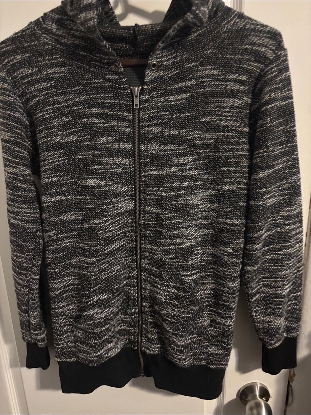 Harlow Black & White Marled Zip Hoodie